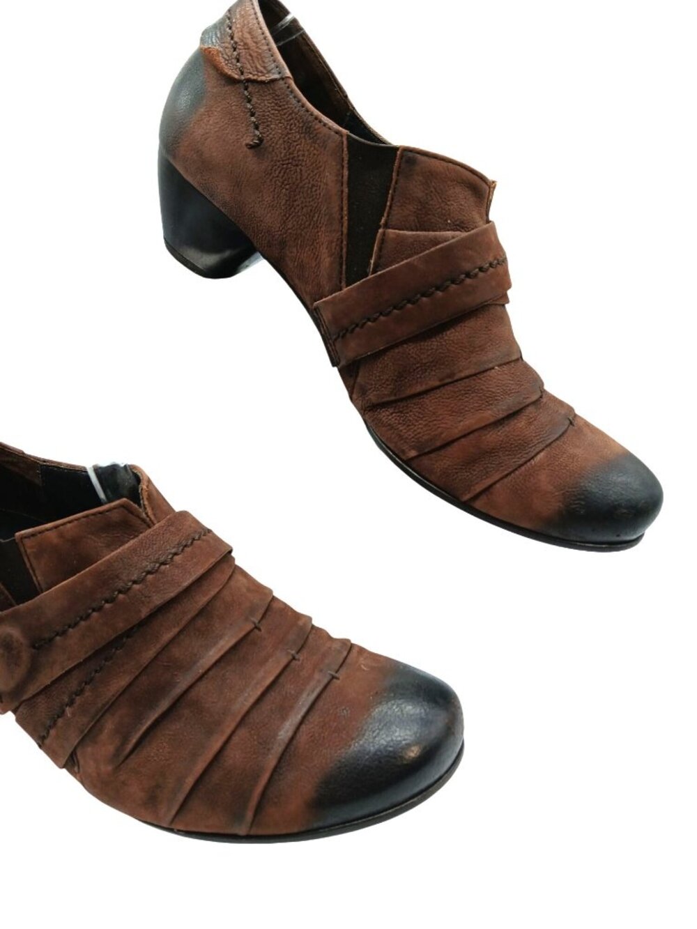 Gabor Comfort Brown Leather Pleated Low Boots Shootie Shoes UK 7 USA Booties - Picture 5 of 16